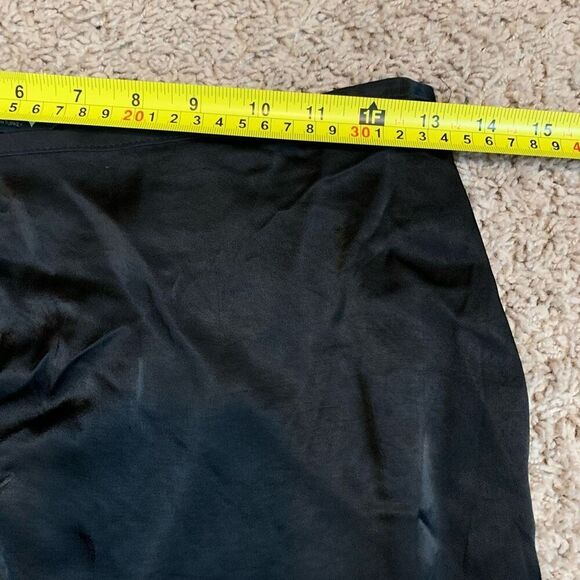 Zara Satin Wrap Black Solid Mini Skirt Small S Retro - Picture 4 of 5